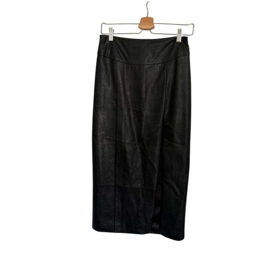 Bardot Dante Black Faux Leather Midi Skirt Size S Capsule Wardrobe - Picture 3 of 8